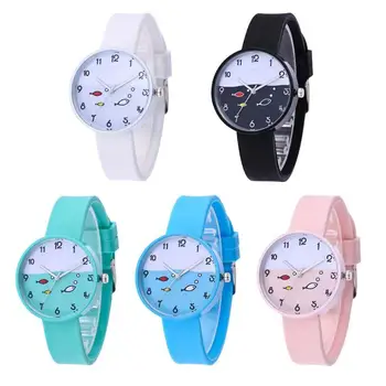 

Candy Color Plastic Strap Quartz Watch Women Men Fish Print Dial Wristwatch