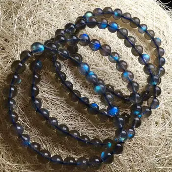 

Free Shipping Natural Crystal Beads Bracelet Moonstone Blue Light Gemstone AAA 6.5mm