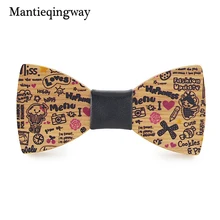 Mantieqingway Симпатичные деревянные галстук-бабочка для маленьких мальчиков дерево бабочкой Тощий Bowknots Gravatas тонкий галстук полиэстер Воротник связей