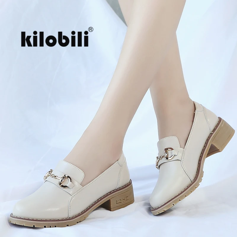 

Kilobili Women's Flats Shoes Ballet Genuine Leather Flat Woman Shoes Slip On Ladies Women's Loafers Buckle Moccasins Shoes Black