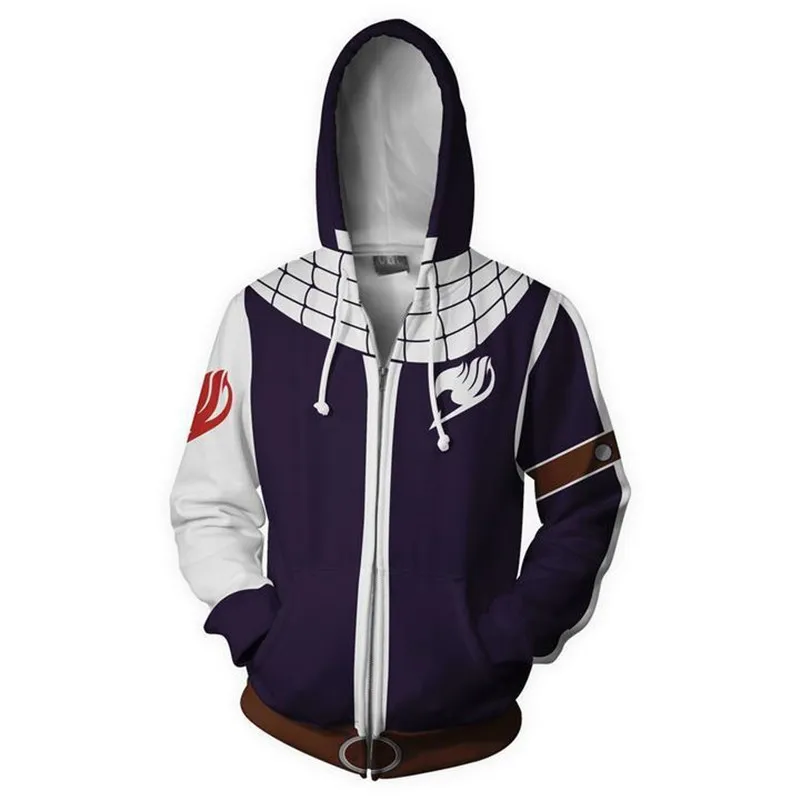 Gray Fullbuster Lucy Costumes FAIRY TAIL Sweatshirts Cosplay 3D Printed fashion Cartoon Men's hooded Sweatshirts zip Jackets