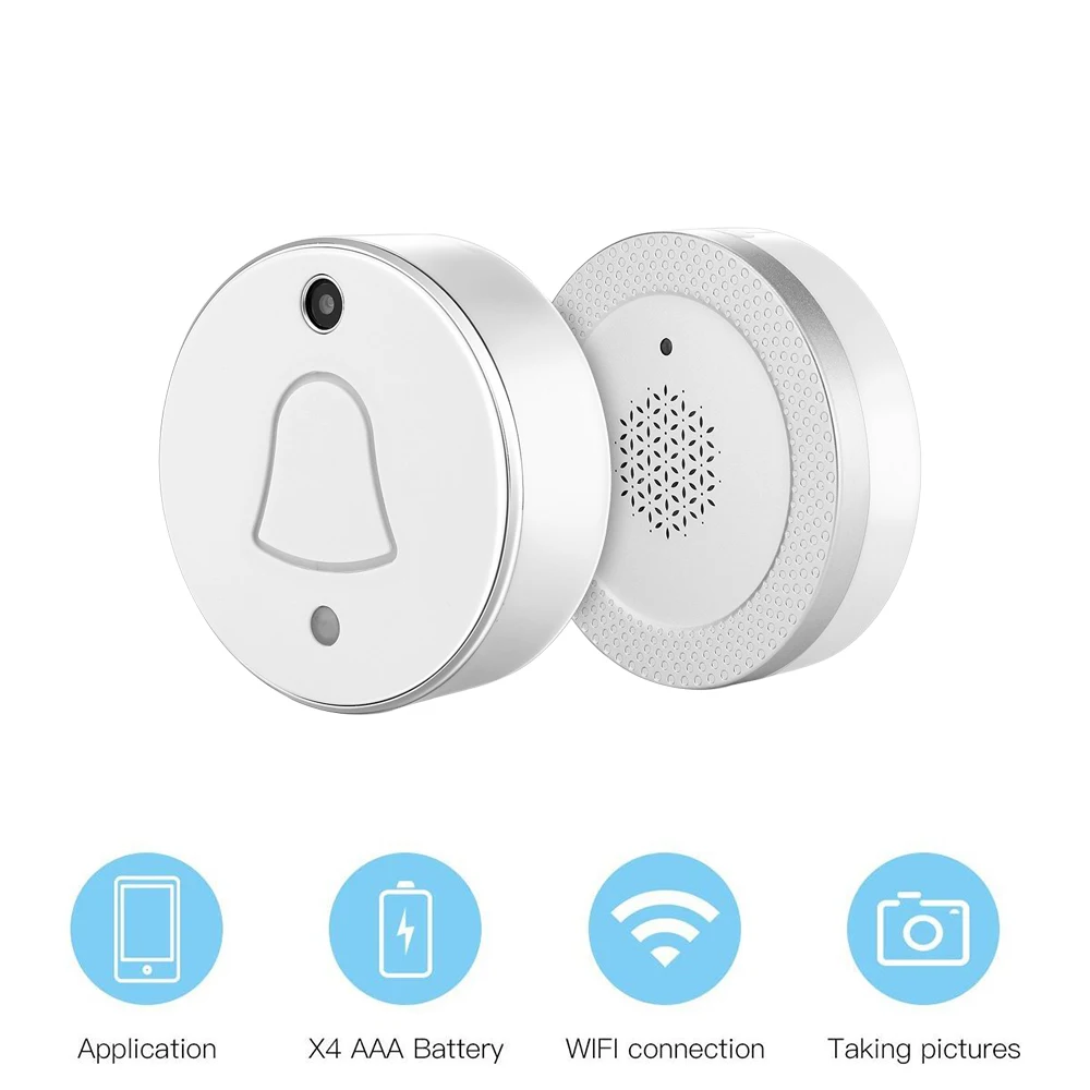 

HD Resolution Smart Doorbell WiFi Doorbell with Camera, Wireless Doorbell RF Receiver Chime, Auto Take Picture When Pressing APP
