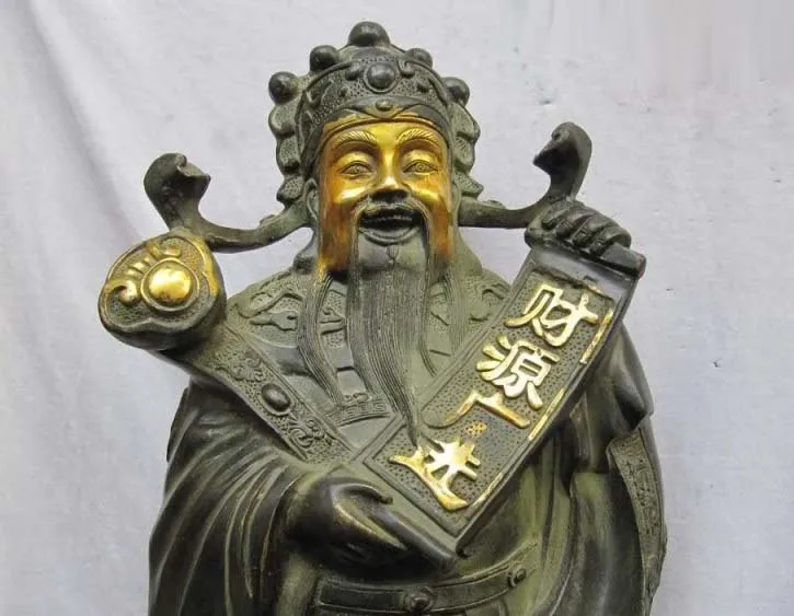 

Chinese Folk Art collection Old Bronze Gilt Money God of wealth plutus Buddha free shipping