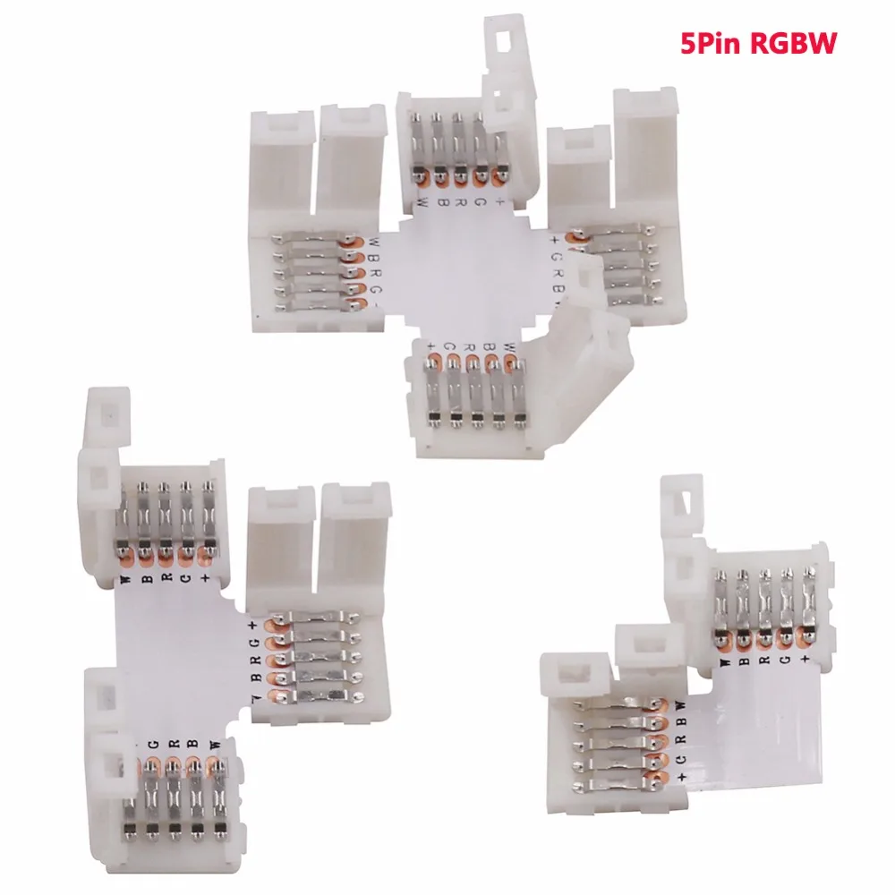 5 шт./лот L T X образный 5-контактный коннектор RGBW для 12 мм PCB 5050 RGBW RGBWW светодиодные полосы света