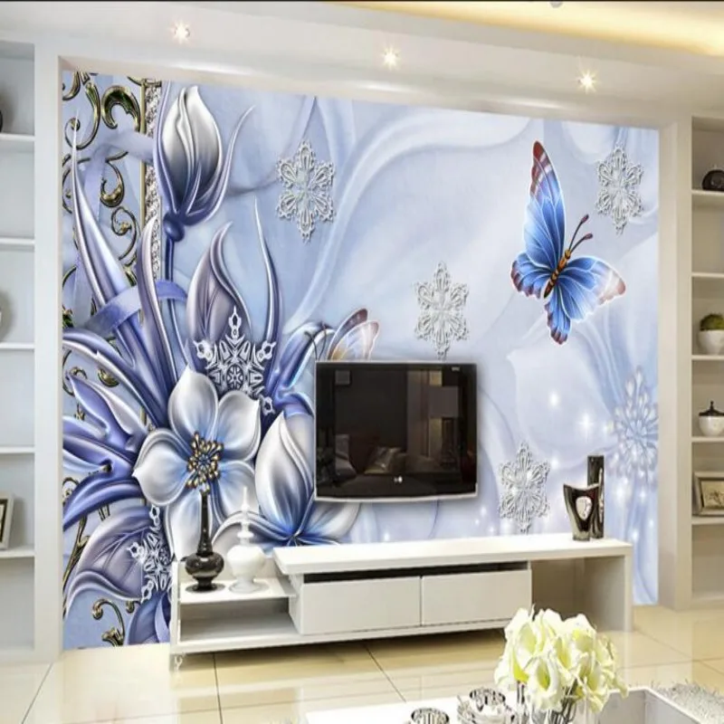 Beibehang Custom Wallpaper European Style Butterfly Decorative Background murals 3d Living RoomTV Walls 3d wallpaper Background beibehang custom 3d photo floor painting wallpaper pvc adhesive wear non slip waterproof thickened comes wallpaper murals floor