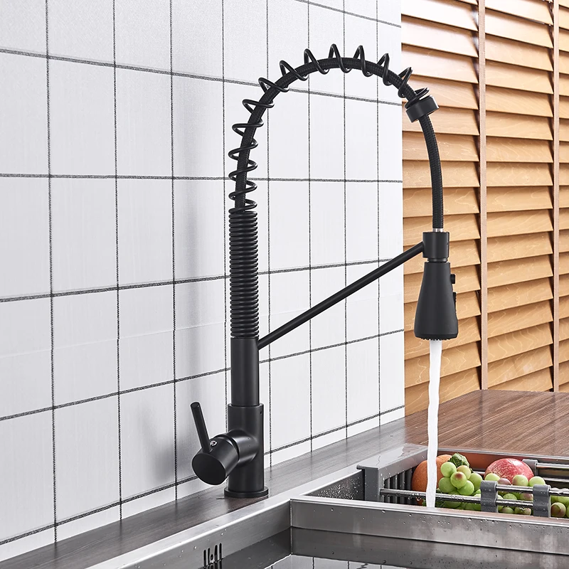 Spring Style Kitchen Faucet head mixer cold and hot Brushed Nickel Faucet Pull Out sprayer mixer tap 8