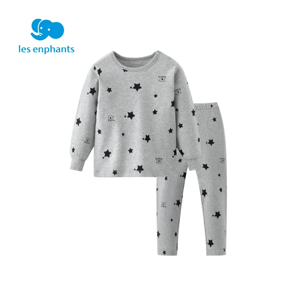 

2018 Les enphants cotton girl pajamas set children spring star home service sets