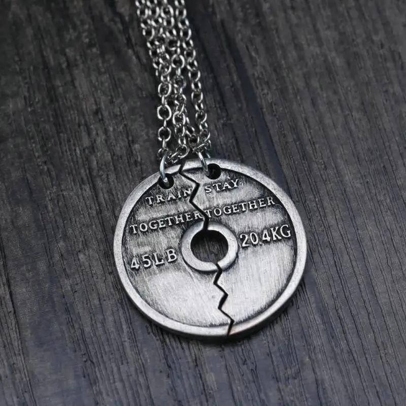 2pcs/set Dumbbell Strength Couple Necklace Fitness Weight