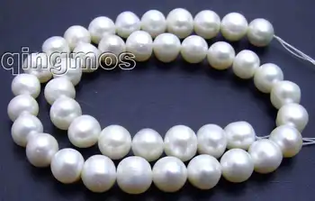

SALE Big 9-10mm high quality White Round natural Freshwater pearl Loose Beads 14"-los45 Wholesale/retail Free ship