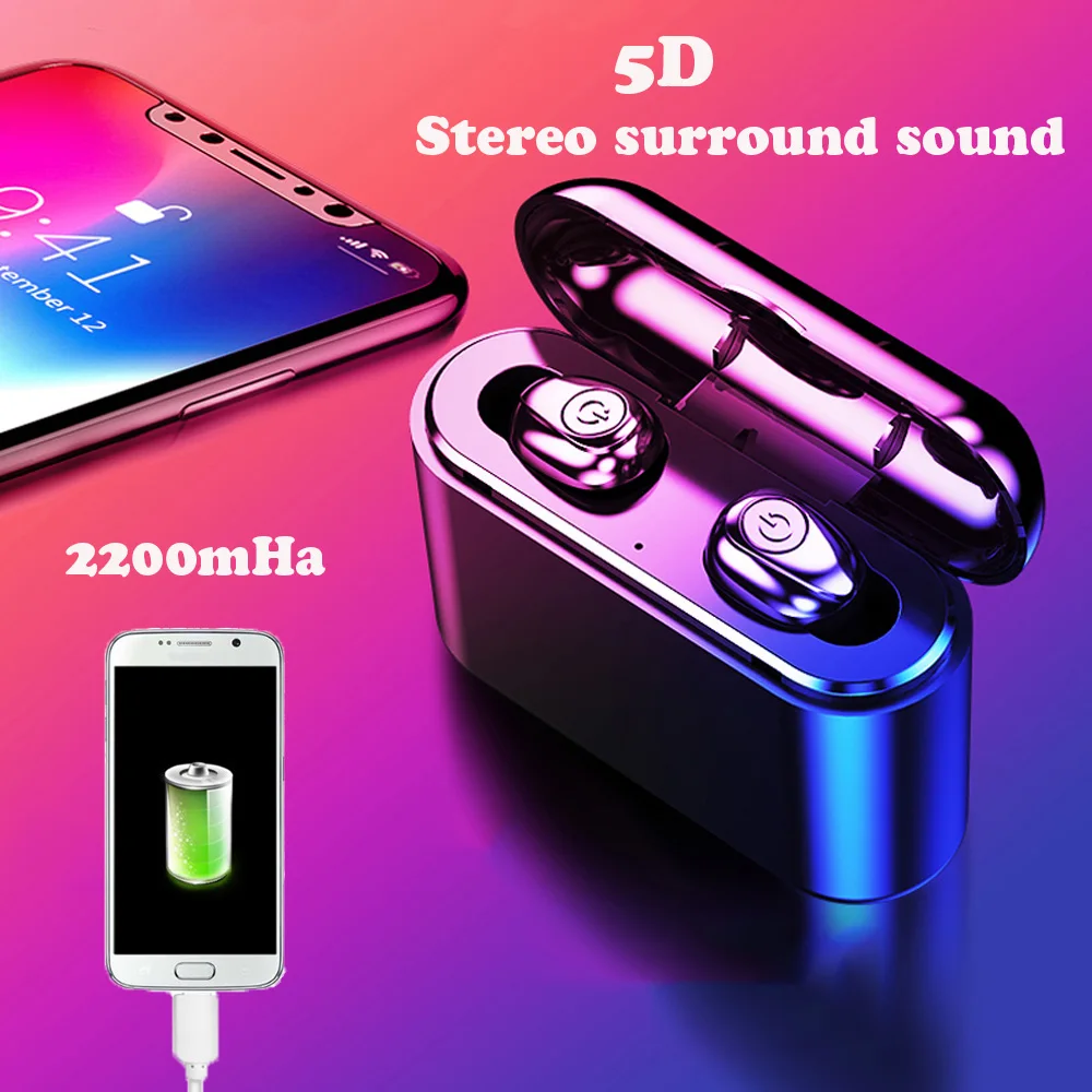 

TWS X8 Wireless Earbuds Bluetooth mini wireless 5.0 Headset with charging box for phone power Bank with 2200 mAh 5D stereophone