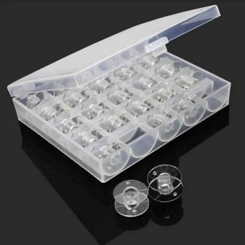 Transparent 25 Slot sewing bobbin storage box Clear sewing bobbins