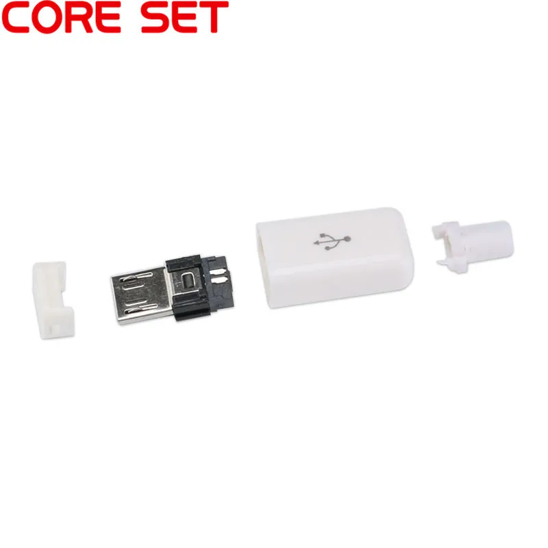 10 шт./компл. 4 в 1 DIY Micro USB коннектор тип сварки Мужской 5-контактный разъем w/Пластик крышка 5 шт. черных+ 5 шт. белый