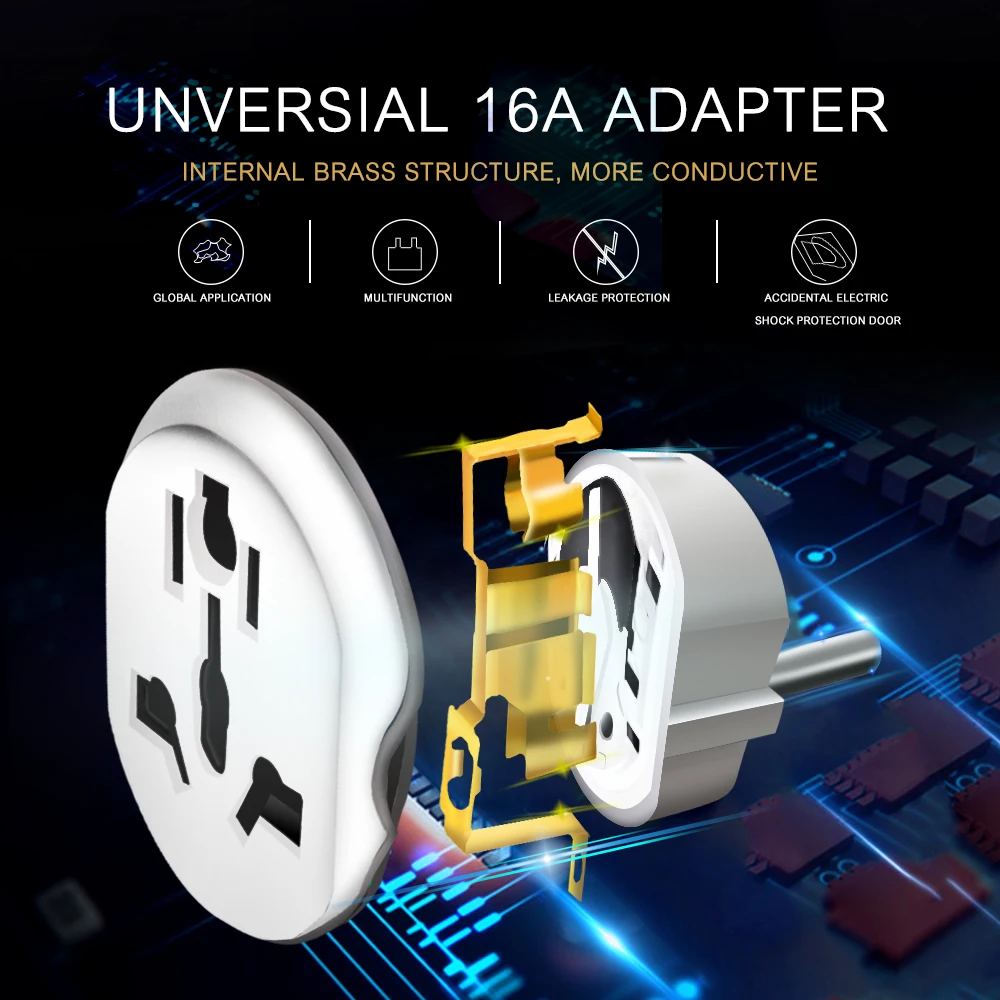 AUKTION 5pcs/Lot Universal EU Plug Adapter 16A Electrical Plugs International Power Socket Converte