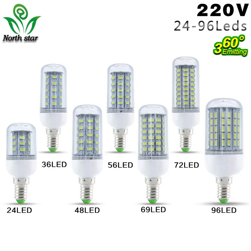 SMD5730 светодиодные лампы E27 E14 220 В кукурузы 24 36 48 56 69 72 96 светодиодов люстра свет