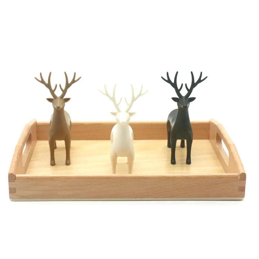 

Magnetic Deer Matching Game with Wooden Tray Montessori Sensory Material Educational Toys For Children Juguetes Montesso MC1944H