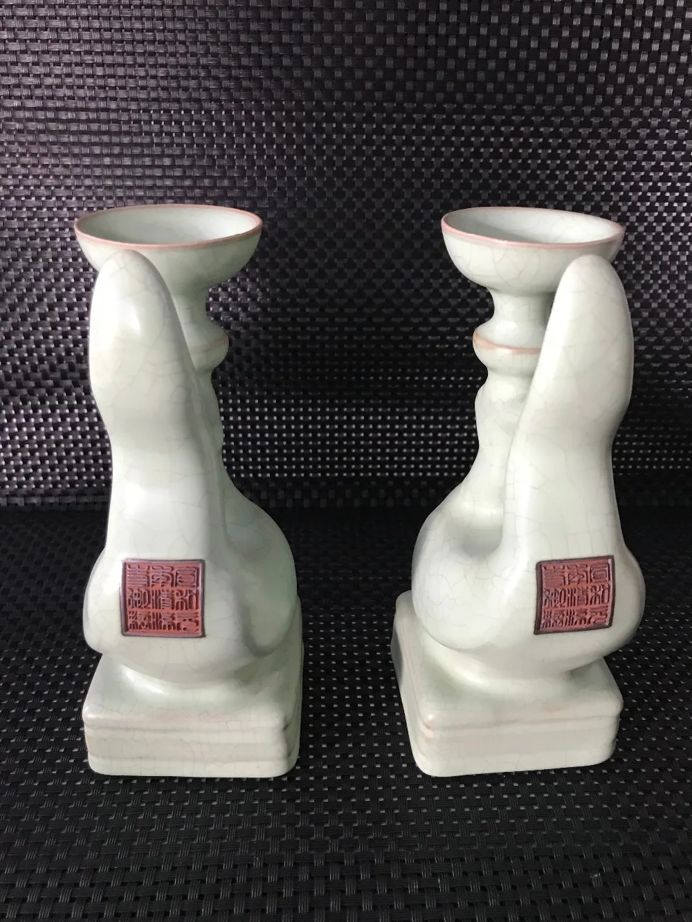 Китайское народное искусство День ваша керамическая celadon Феникс Подсвечник пара керамических искусства и ремесел