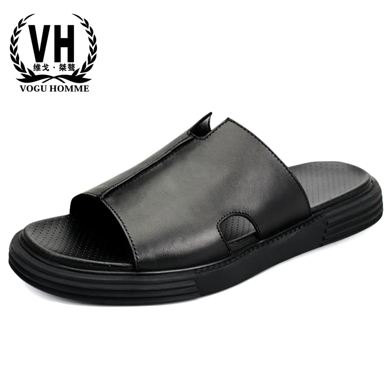 

Outdoor slippers men personality summer thick bottom slippers fashion fender summer mens genuine leather slippers men flip flops