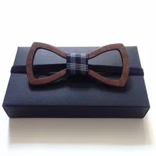 Деревянный галстук-бабочка галстук ручной работы галстук ретро полосатый галстук-бабочка и Подарочная коробка Новые мужские галстуки para homens бабочка галстук