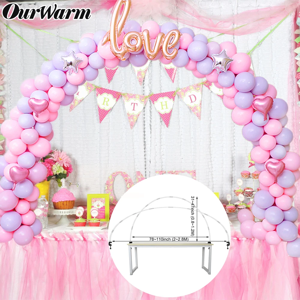  OurWarm Balloon Arch Balloon Column Stand Frame Base Pole Adjustable Size Balloon Table Backdrop Bi