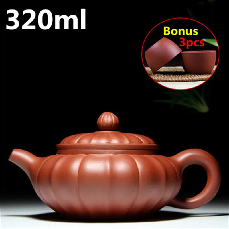 

Big Capacity 320ml Handmade Tea Pot Chinese Purple Clay Teapot Porcelain Yixing Zisha Sand Ceramic Teapots Tea Set Bonus 3 Cups