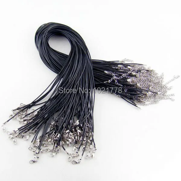 

1.5mm 2mm fashion Black Leather Cord Necklace 45+5cm With Lobster Clasps DIY Craft Jewelry Free Shipping Wholesale 50pcs/lot