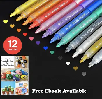 

Acrylic Paint Marker Pens - Set of 12 Vibrant Colours, Medium Point Permanent Paint Art Marker Pens For Window Painting,