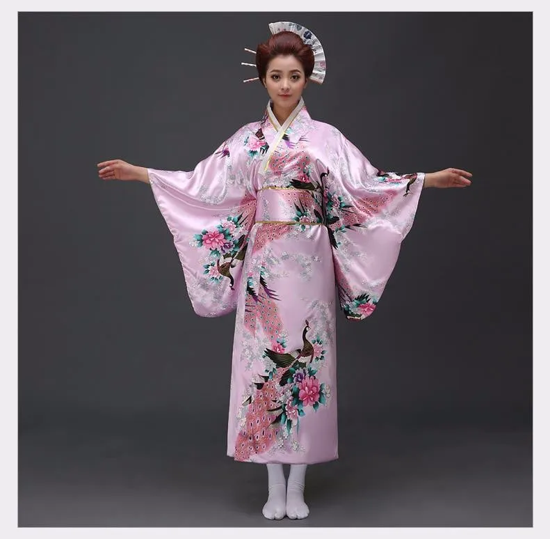 Традиционное женское сексуальное атласное кимоно юката с Obi танцевальное платье для выступлений японский косплей костюм цветок один размер