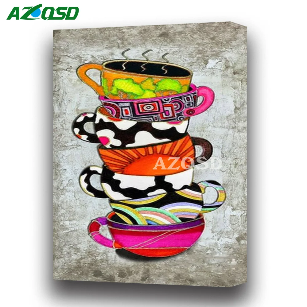 

AZQSD 5D Diamond Painting Cross Stitch 5D Diamond Mosaic Needlework Diamond Embroidery Sale Cartoon Cups DIY Hobby Factory Sale
