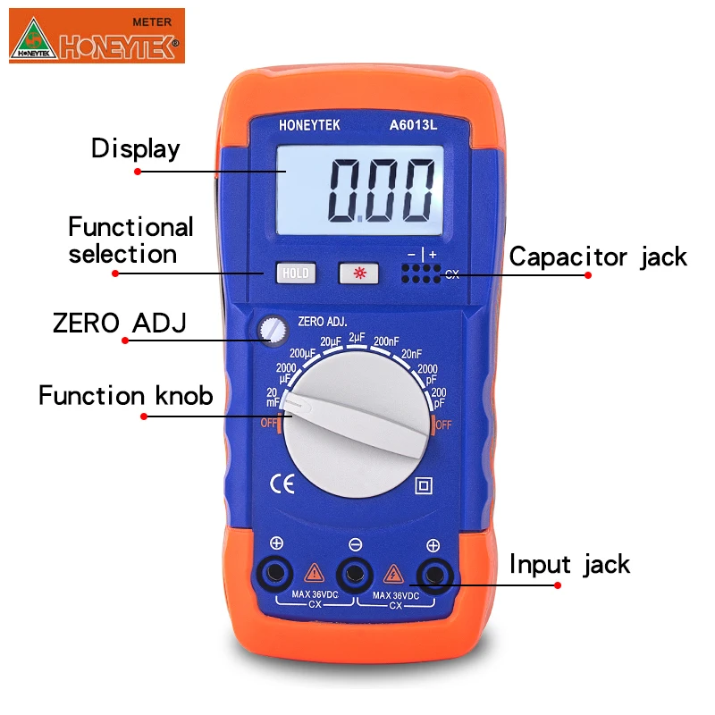 HONEYTEK Мини Ручной цифровой capacimetro измеритель емкости индуктивности Medidor ESR измеритель емкости Lc метр