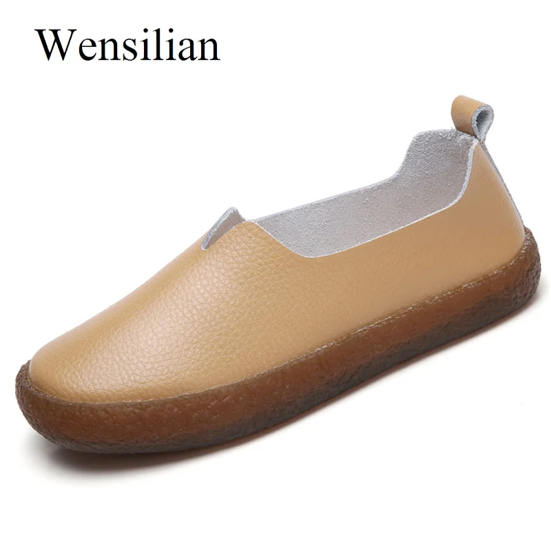

Designer Women Flats Summer Casual Shoes Loafers Genuine Leather Shallow Chaussure Femme Round Toe Ballerina Zapatos Mujer