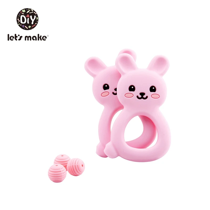 Let's make Silicone Teethers Food Grade DIY 5 pcs Baby Shower Gift Birth Cartoon Rabbit Teether For Teeth Baby Product Teething