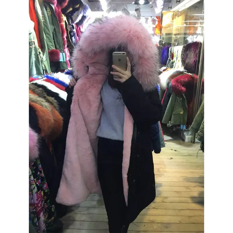 Black Womens Grote Roze Wasbeer Bont Capuchon Roze Faux Fur Jassen Lange|jacket kids winter|jacket designerwinter jacket ski - AliExpress