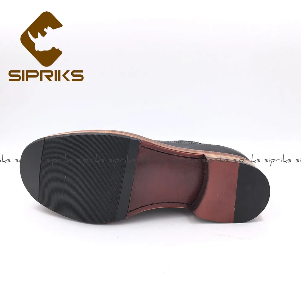 Cuero Estilo Caballeros Retro Becerro Gamuza Zapatos De Brogue Nuevo Calzado Para Traje Hombre Goodyear Sipriks Welted Vaca Negro wWv6qza55