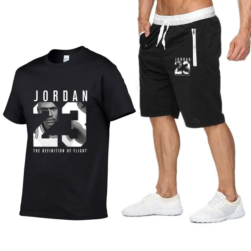 

JORDAN 23 Tracksuit Men Sets Male Sweatshirt Pants Summer Men's Cropped T Shirt Shorts Casual Suits Sportswear Mens Clothing
