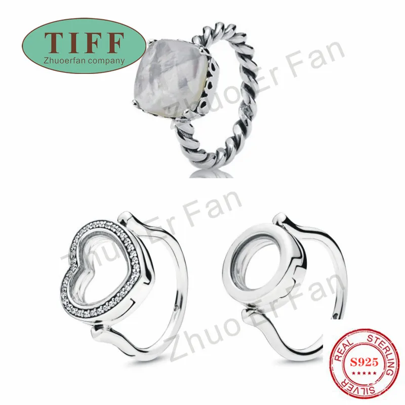

pan 925 sterling silver rings women Sparkling Floating HeartWhite Fritillary Braided elegant classic luxury original jewelry