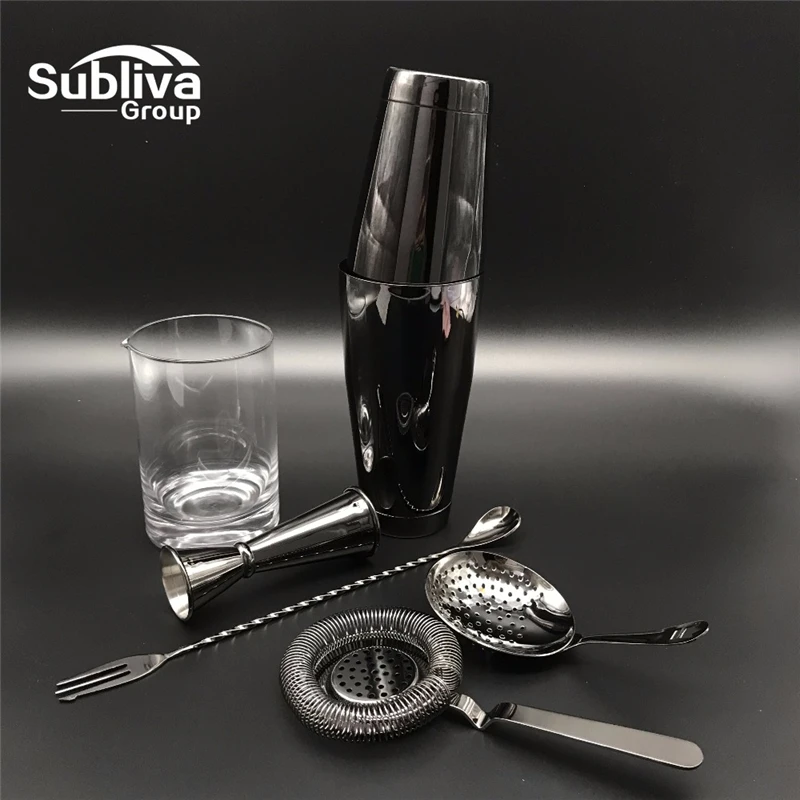 

Boston Cocktail Shaker Bar Set 18oz & 28oz Weighted Shaker Tins, Hawthorne Cocktail Strainer, Double Jigger,300mm Mixing Spoon