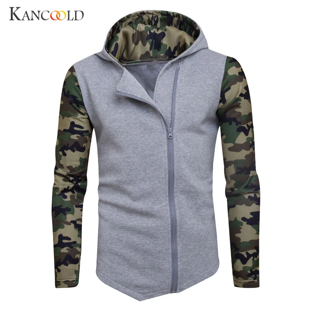 Jacket Men Fashion Casual Camouflage Zipper Slim Mens Coat Hooded