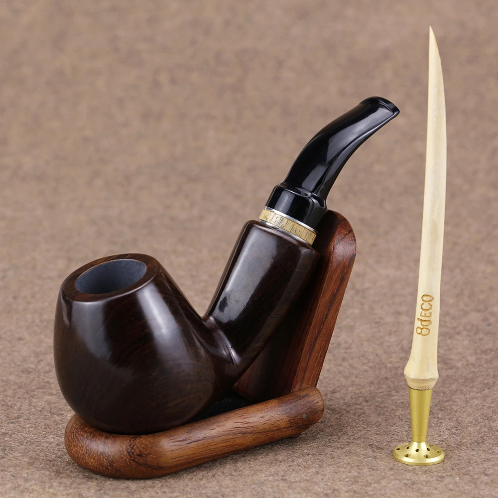 Creative Bent Smoking Pipe Gift Set 9mm filter Wood Pipe Bamboo Presser