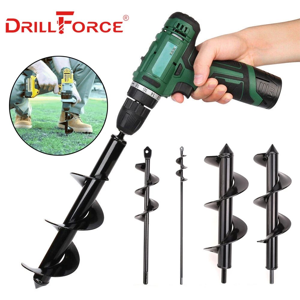 Electric Power Garden Auger Earth Planter Spiral Drill Bits Post Hole Digger Kit 