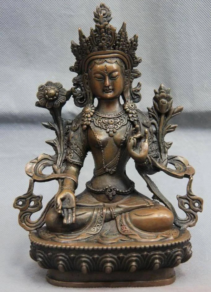 

Copper Bronze White Tara Guan Yin Kwan-yin Boddhisattva Goddess Buddha Statue