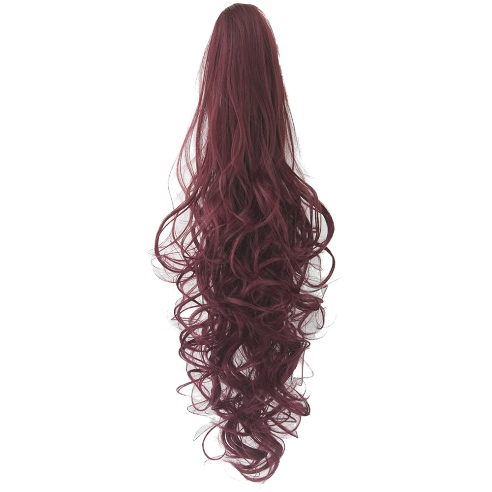 Soowee 60cm Long Red Gray Curly Clip In Hair Piece Extensions Pony Tail High Temperature Fiber Synthetic Hair Claw Ponytail Soowee 60cm Long Red Gray Curly Clip In Hair Piece Extensions Pony Tail High Temperature Fiber Synthetic Hair Claw Ponytail