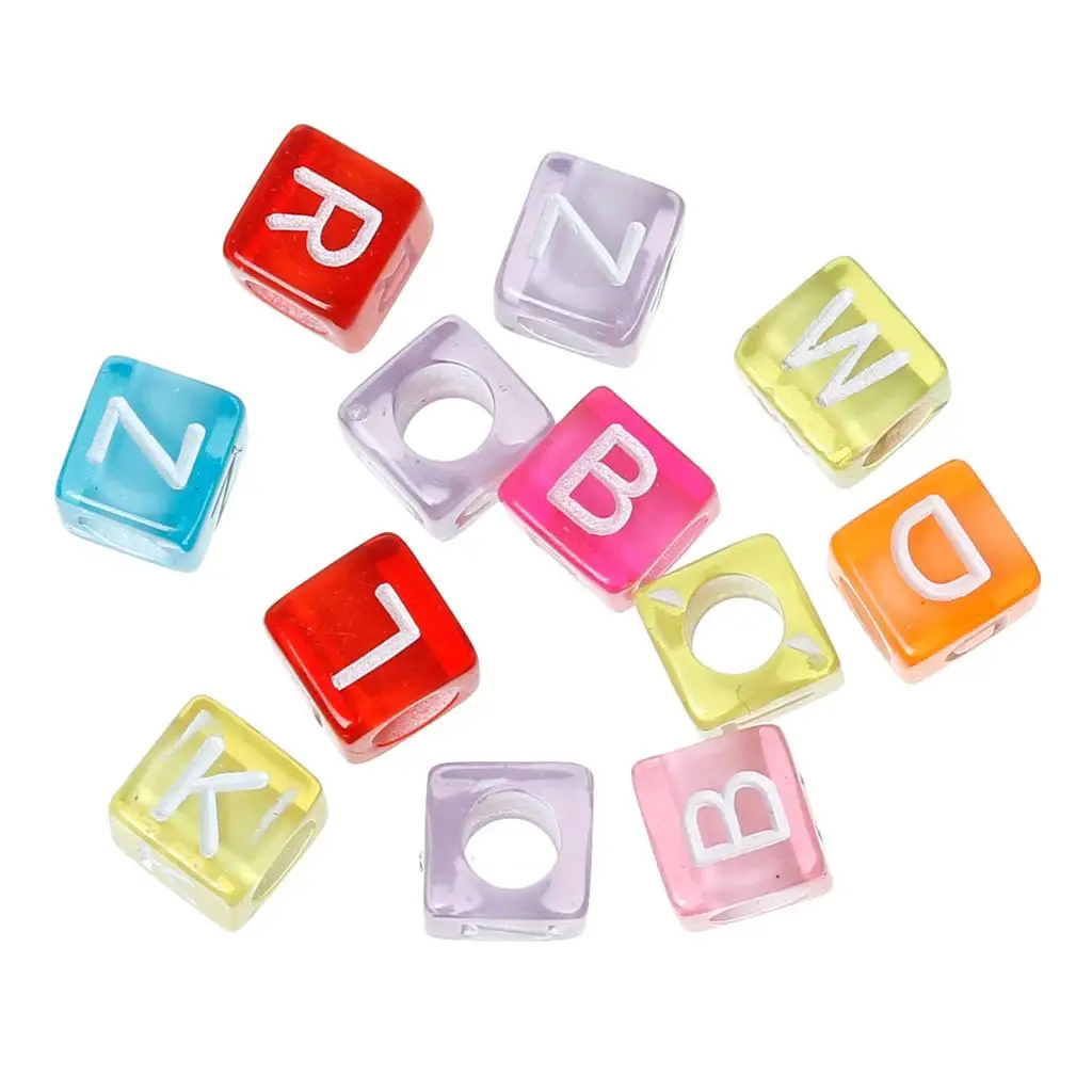 DoreenBeads акриловые разделительные бусины кубики Смешанные Буквы узор прозрачные