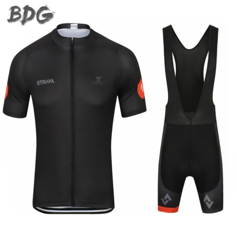 

2018 team STRAVA Cycling Clothing Bike jersey Ropa Ciclismo Mens Bicycle summer shirts pro Cycling Jerseys 9D pad bike shorts