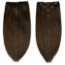 Neitsi Человеческие волосы Remy для наращивания на заколках, 2" 24", 7 шт., 16 клипов, 8 цветов, Натуральные Прямые волосы на заколках, быстрая