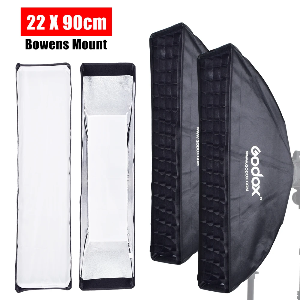 

2X Godox Strip Beehive Softbox 22x90cm 9"x 35" w/ Honeycomb Grid Bowens Elinchrom Balcar Hensel Broncolor Multiblitz Comet Mount