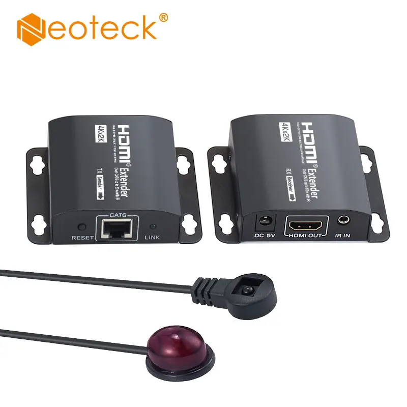 Neoteck HDMI Extender 4Kx2K 3D 1080P HDMI Repeater 60M With IR Remote Control Cable for PC DVD Sky HD Box HDMI Repeater Adapter