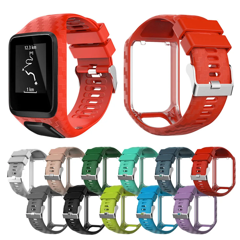 

Silicone Watch Band Replacement Wrist Strap with Frame for TomTom Runner 2/3 Spark 3 @M23