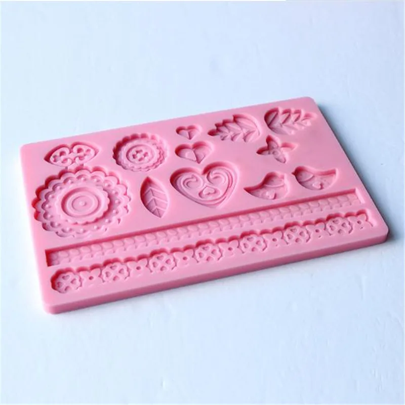 Silica gel embossing die block (heart bird petal) chocolate pattern