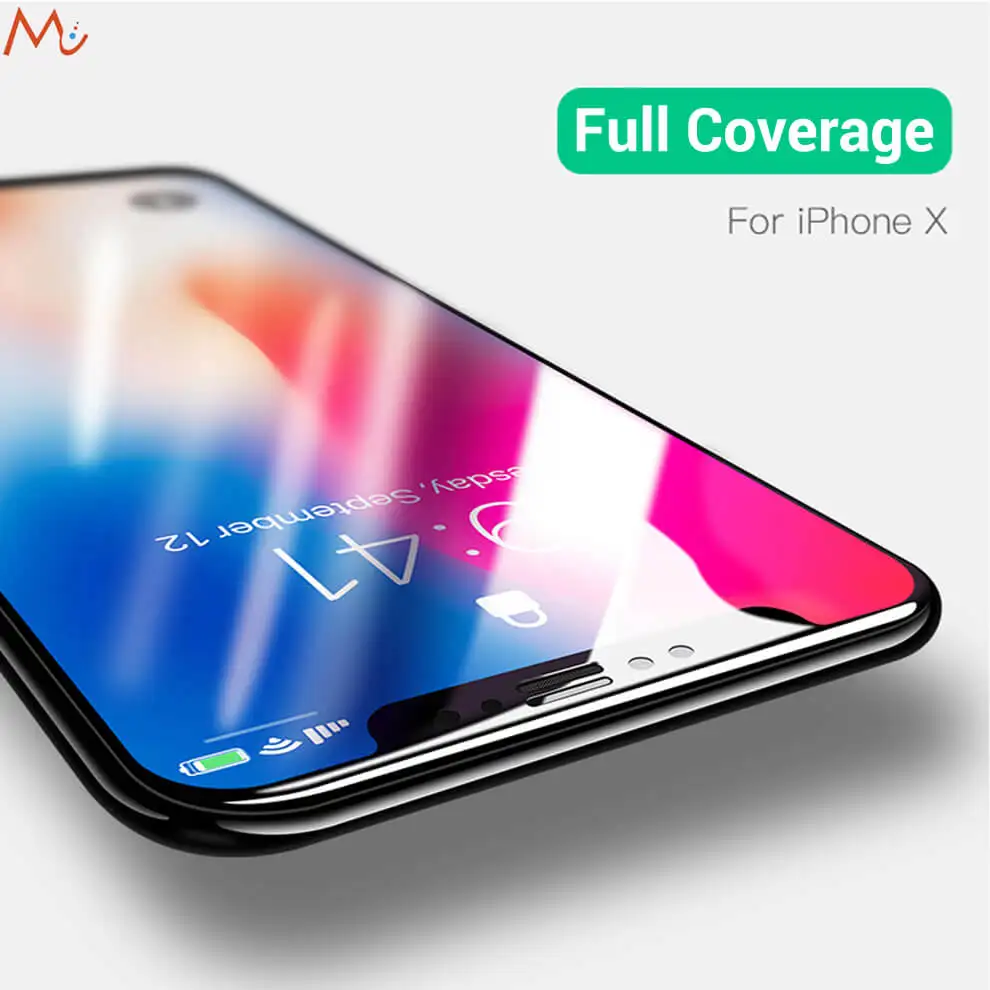 Premium Front Screen Protector For iPhone X Film 3D Full Body Full Glue Toughened Tempered Glass