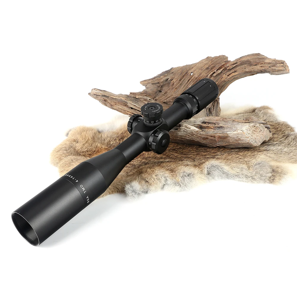 Focal de Vidro Caça Riflescope Primeiro Plano Mil Ponto Retículo Tático Óptica Vista Lateral Paralaxe Rifle Scope Bsa Tmd 4-14x44 Ffp 21 plano focal de vidro mil ponto retículo